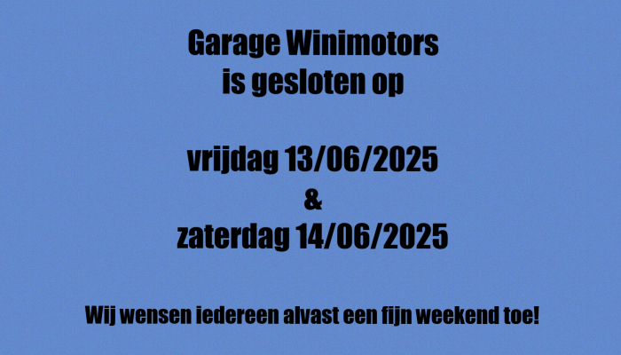 Gesloten op 13/06 & 14/06